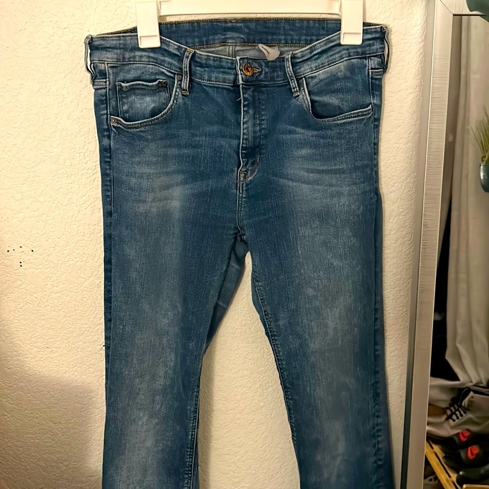 Wide leg denim pants h&m